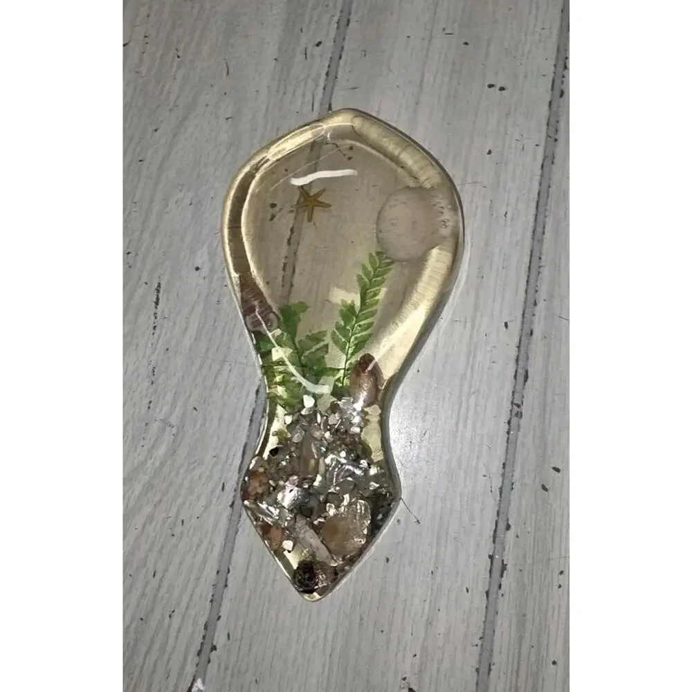 Vintage Lucite Sea Theme Spoon Rest Starfish Coral Sand Design Gifts Beach House